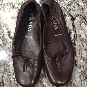 Prada Leather Ballet Flats Burgundy 36/6